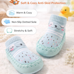 Baby Non-Slip Sock Shoes – Soft Anti-Skid Infant Walking Socks with Rubber Sole